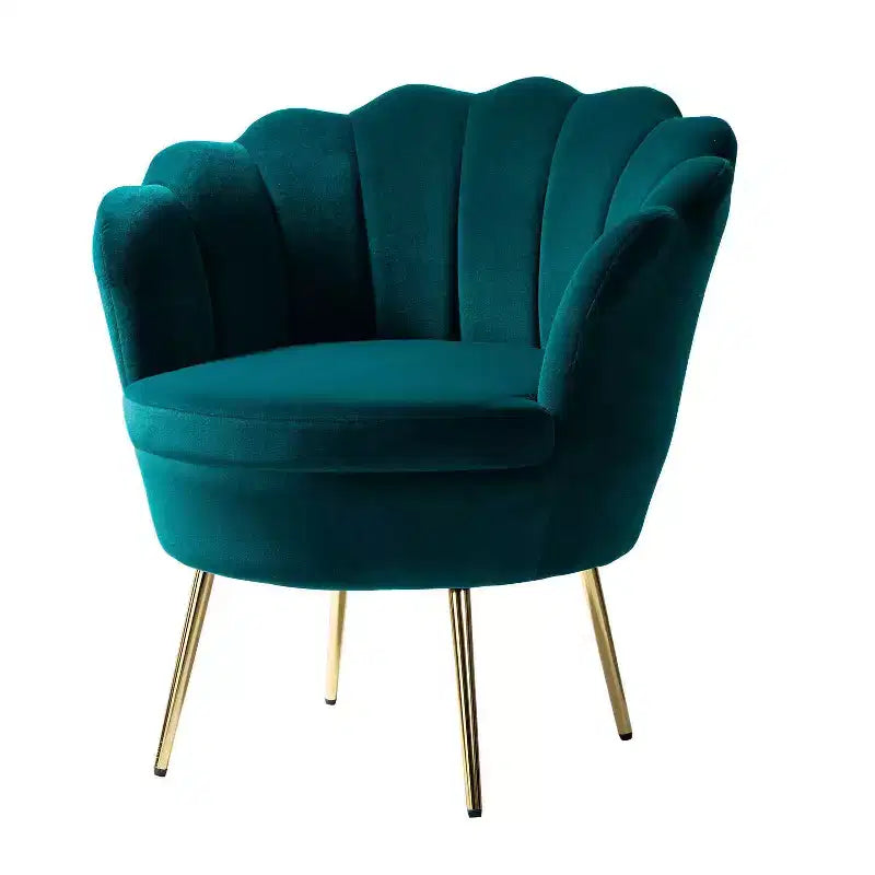 Living Room Accent Chair Comfy Barrel Chair with Golden Metal Legs