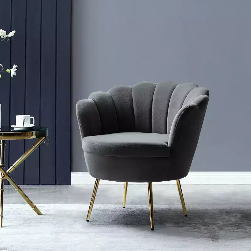Living Room Accent Chair Comfy Barrel Chair with Golden Metal Legs