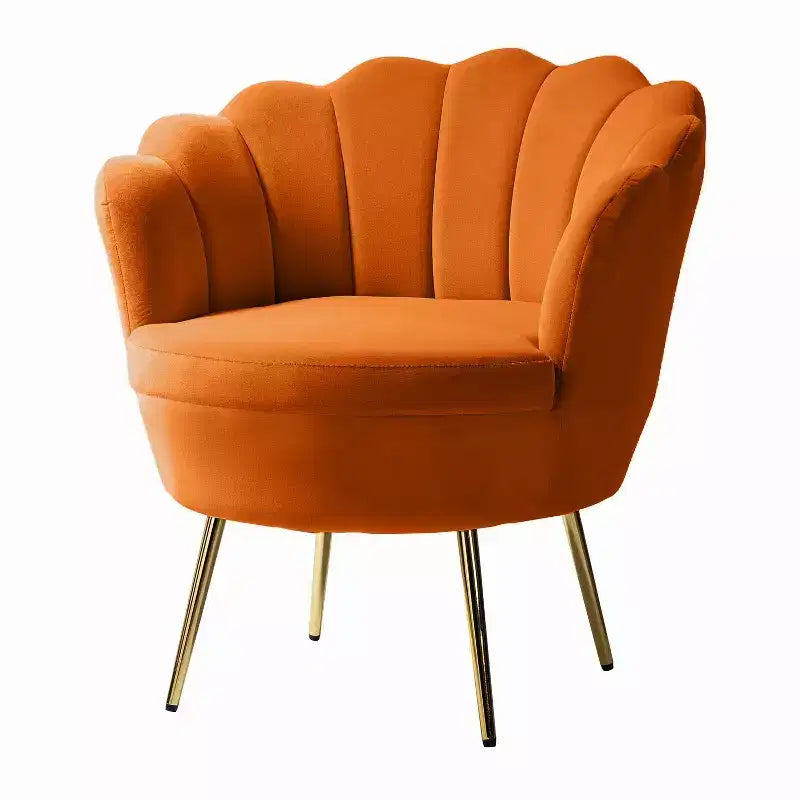 Living Room Accent Chair Comfy Barrel Chair with Golden Metal Legs