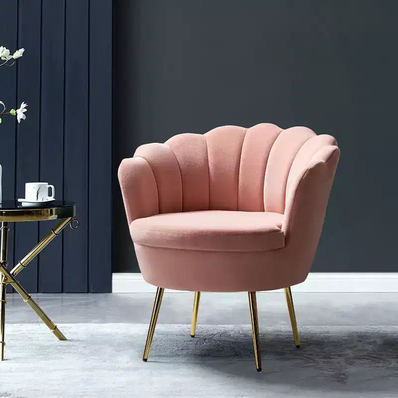 Living Room Accent Chair Comfy Barrel Chair with Golden Metal Legs
