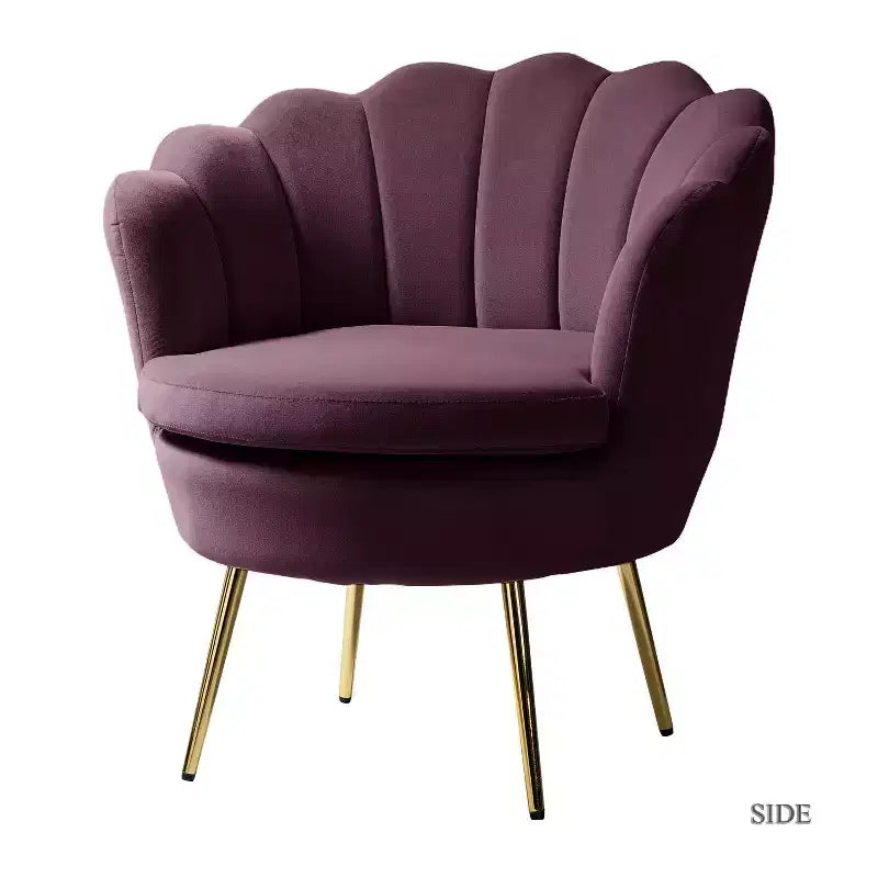 Living Room Accent Chair Comfy Barrel Chair with Golden Metal Legs