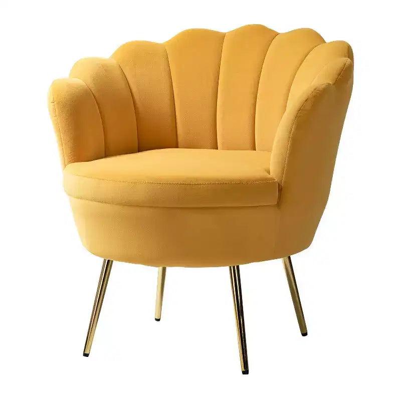 Living Room Accent Chair Comfy Barrel Chair with Golden Metal Legs
