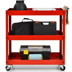 3-Tier Utility Cart Metal Storage Service Trolley 330lbs Capacity