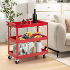 3-Tier Utility Cart Metal Storage Service Trolley 330lbs Capacity