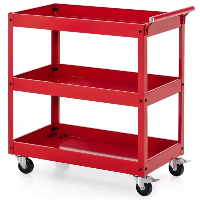 3-Tier Utility Cart Metal Storage Service Trolley 330lbs Capacity