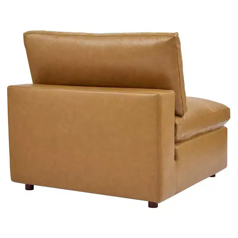 Down Filled Overstuffed Vegan Leather Armless Chair