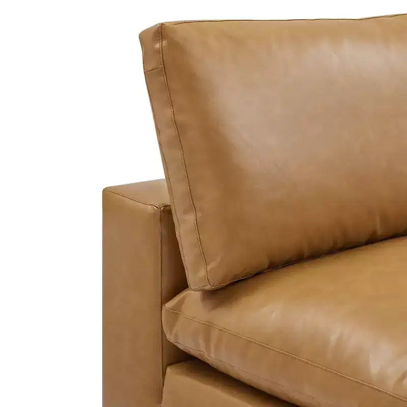 Down Filled Overstuffed Vegan Leather Armless Chair