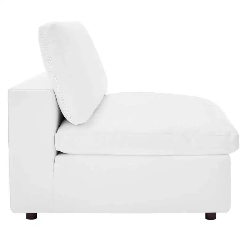 Down Filled Overstuffed Vegan Leather Armless Chair