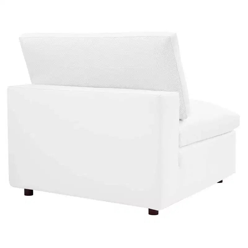 Down Filled Overstuffed Vegan Leather Armless Chair