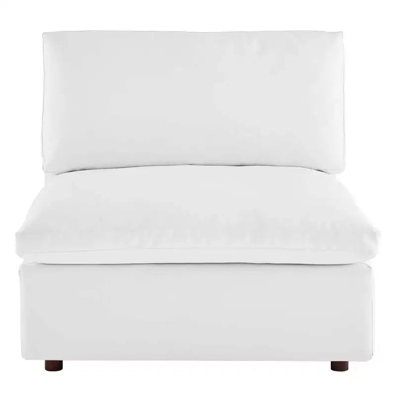 Down Filled Overstuffed Vegan Leather Armless Chair