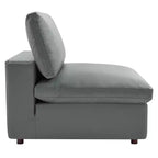 Down Filled Overstuffed Vegan Leather Armless Chair
