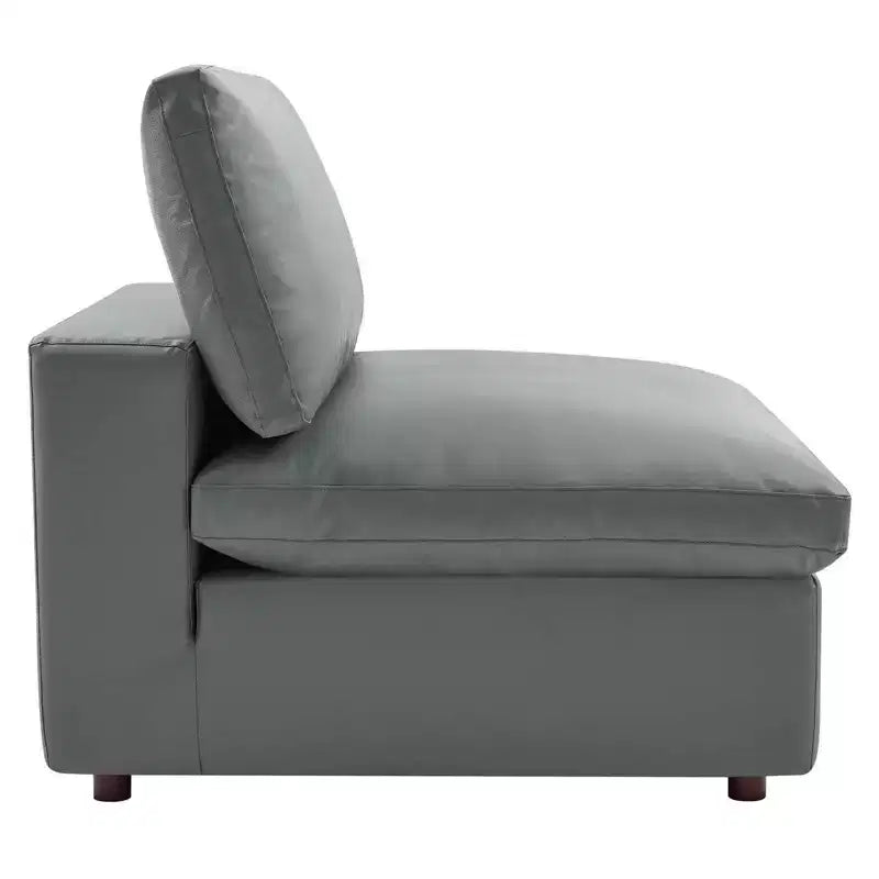 Down Filled Overstuffed Vegan Leather Armless Chair