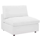 Down Filled Overstuffed Vegan Leather Armless Chair