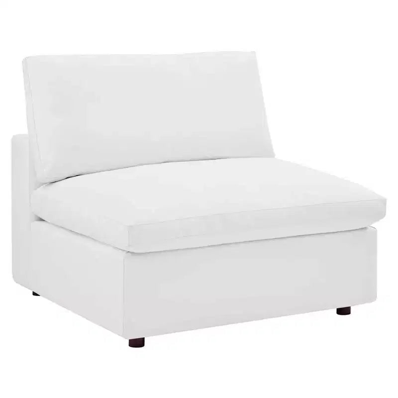 Down Filled Overstuffed Vegan Leather Armless Chair