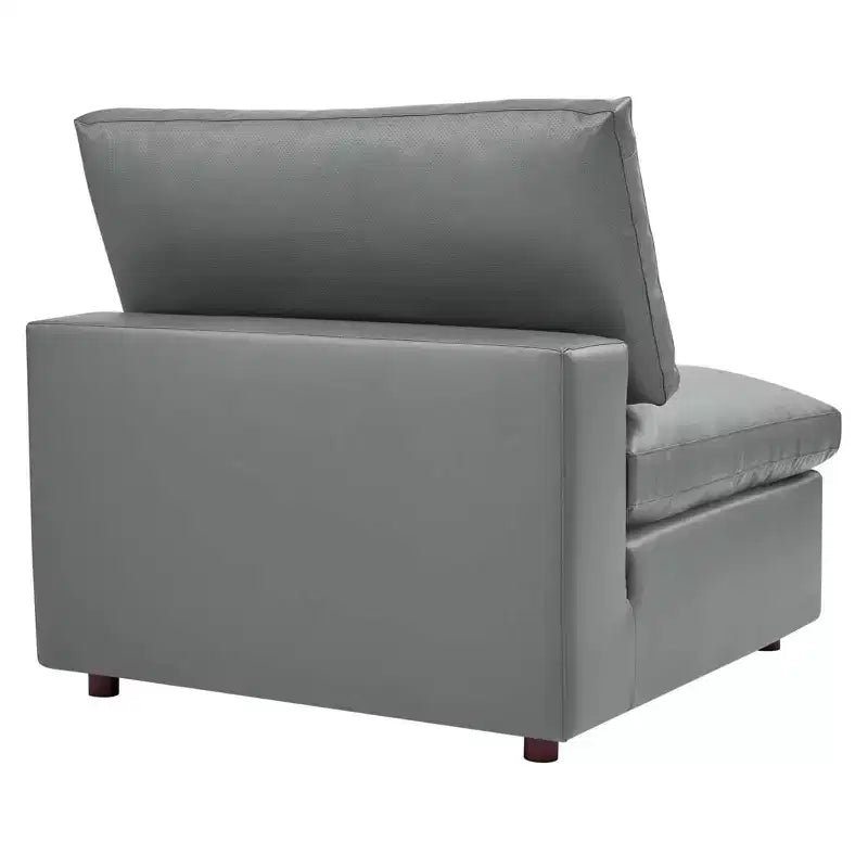 Down Filled Overstuffed Vegan Leather Armless Chair