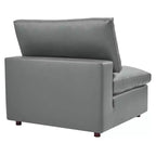 Down Filled Overstuffed Vegan Leather Armless Chair