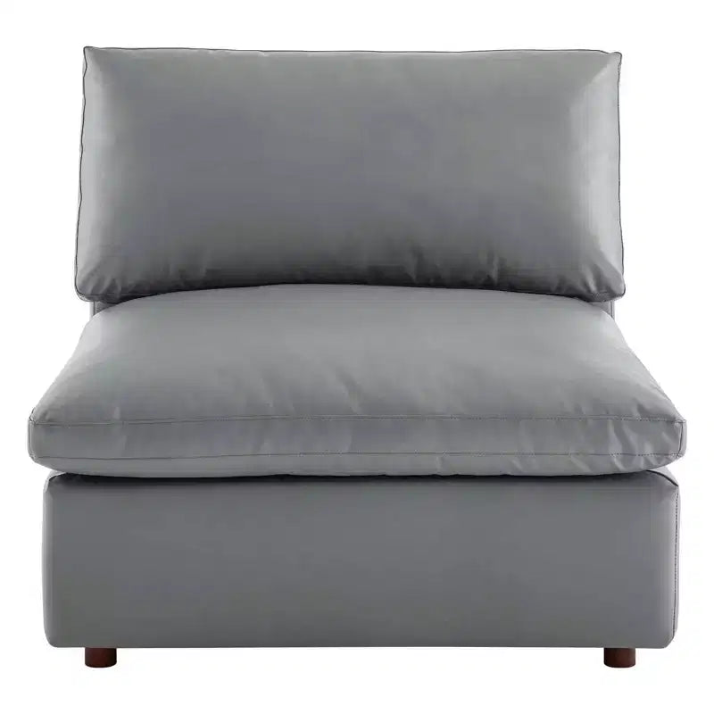 Down Filled Overstuffed Vegan Leather Armless Chair
