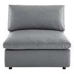 Down Filled Overstuffed Vegan Leather Armless Chair