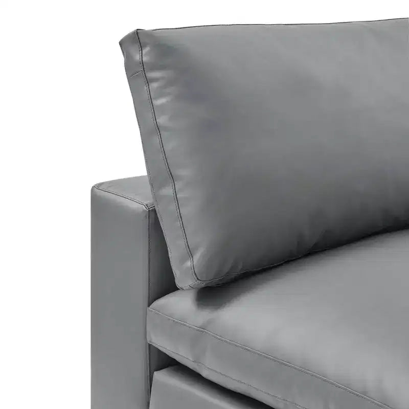 Down Filled Overstuffed Vegan Leather Armless Chair