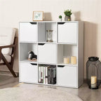 9 Cube Bookcase Cabinet Wood Bookcase Storage Shelves Room Divider Organization