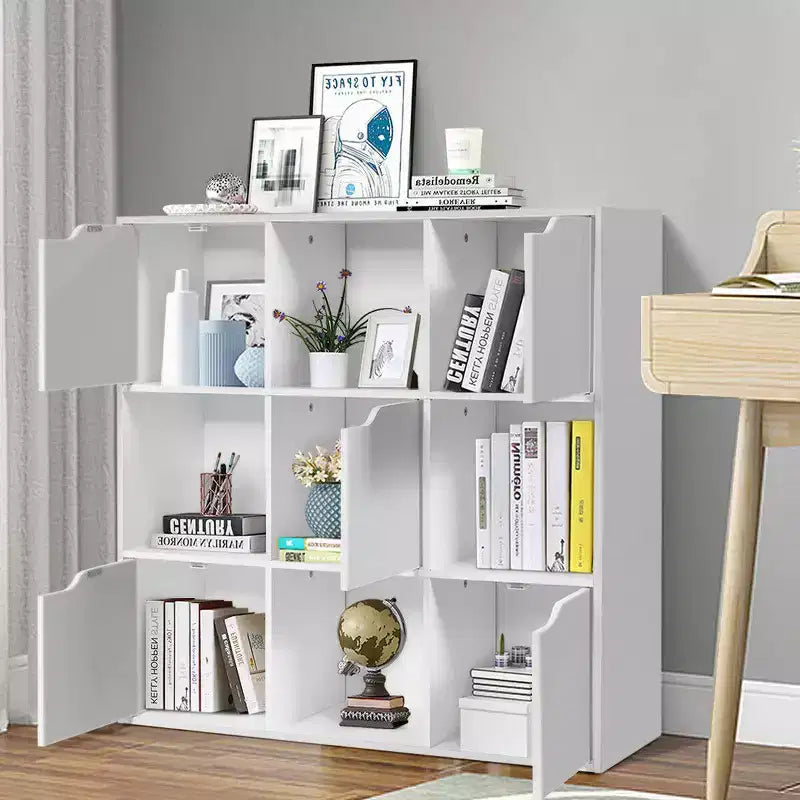 9 Cube Bookcase Cabinet Wood Bookcase Storage Shelves Room Divider Organization
