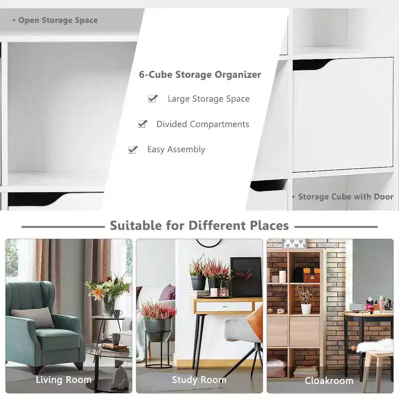 9 Cube Bookcase Cabinet Wood Bookcase Storage Shelves Room Divider Organization