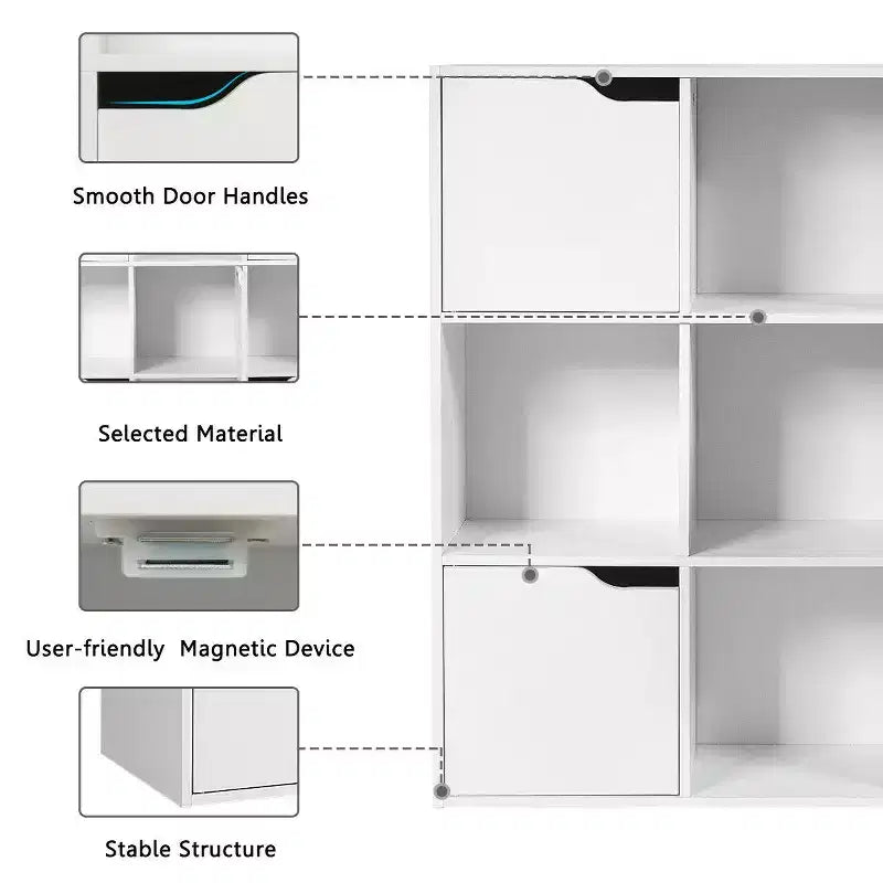 9 Cube Bookcase Cabinet Wood Bookcase Storage Shelves Room Divider Organization