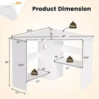 Corner Computer Desk Triangle Writing Workstation w/ Storage Shelf White