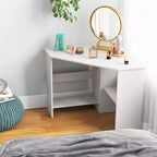 Corner Computer Desk Triangle Writing Workstation w/ Storage Shelf White