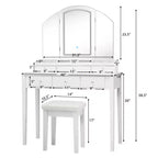 Vanity Table Stool Large Tri-folding Lighted Mirror 6 Drawer Dresser White/Black