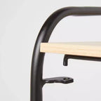 Folding 3 Shelf Black Metal with Natural Wood Shelves