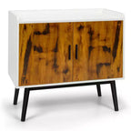 Sideboard Buffet Storage Cabinet w/2 Door Metal Legs Accent Cabinet 32In