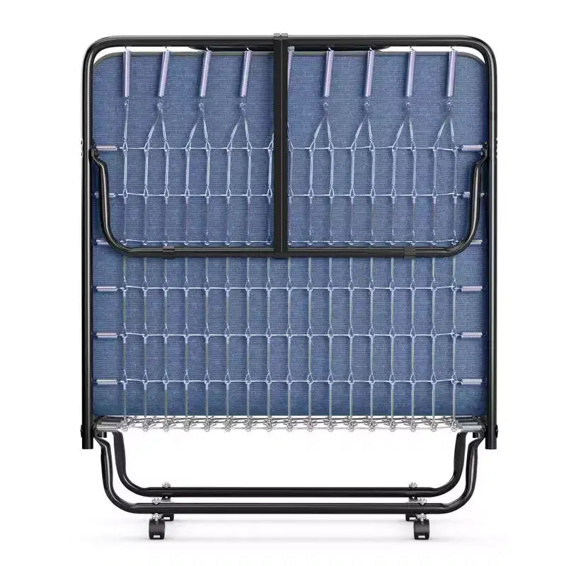 Folding Bed with Memory Foam Mattress Portable Rollaway Guest Cot Memory Foam Navy Made in Ital