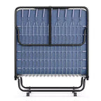 Folding Bed with Memory Foam Mattress Portable Rollaway Guest Cot Memory Foam Navy Made in Ital