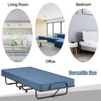 Folding Bed with Memory Foam Mattress Portable Rollaway Guest Cot Memory Foam Navy Made in Ital