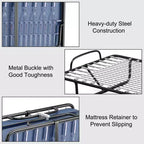 Folding Bed with Memory Foam Mattress Portable Rollaway Guest Cot Memory Foam Navy Made in Ital