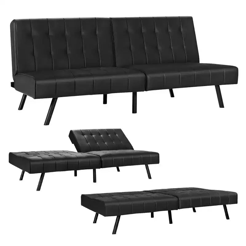 Futon Sofa BedPU Leather Convertible Folding Couch Sleeper Lounge White/Black/Grey