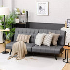 Futon Sofa BedPU Leather Convertible Folding Couch Sleeper Lounge White/Black/Grey