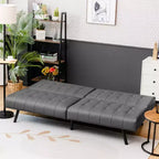 Futon Sofa BedPU Leather Convertible Folding Couch Sleeper Lounge White/Black/Grey