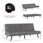 Futon Sofa BedPU Leather Convertible Folding Couch Sleeper Lounge White/Black/Grey