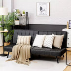 Futon Sofa BedPU Leather Convertible Folding Couch Sleeper Lounge White/Black/Grey