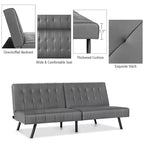 Futon Sofa BedPU Leather Convertible Folding Couch Sleeper Lounge White/Black/Grey
