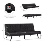 Futon Sofa BedPU Leather Convertible Folding Couch Sleeper Lounge White/Black/Grey