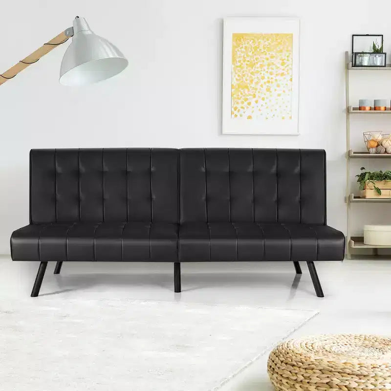 Futon Sofa BedPU Leather Convertible Folding Couch Sleeper Lounge White/Black/Grey