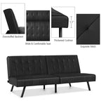 Futon Sofa BedPU Leather Convertible Folding Couch Sleeper Lounge White/Black/Grey