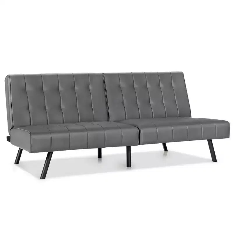 Futon Sofa BedPU Leather Convertible Folding Couch Sleeper Lounge White/Black/Grey