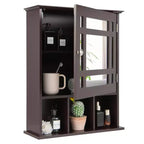 Mirrored Medicine Cabinet Bathroom Wall Mounted Storage W/ Adjustable Shelf Grey/Brown