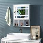 Mirrored Medicine Cabinet Bathroom Wall Mounted Storage W/ Adjustable Shelf Grey/Brown