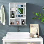 Mirrored Medicine Cabinet Bathroom Wall Mounted Storage W/ Adjustable Shelf Grey/Brown