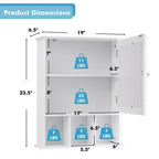 Mirrored Medicine Cabinet Bathroom Wall Mounted Storage W/ Adjustable Shelf Grey/Brown